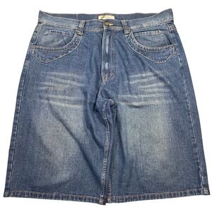 Y2k Phat Farm Mens Baggy Wide Leg Grunge Punk Skater Denim Shorts Size 44 2000s